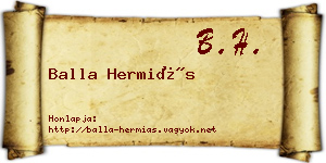 Balla Hermiás névjegykártya